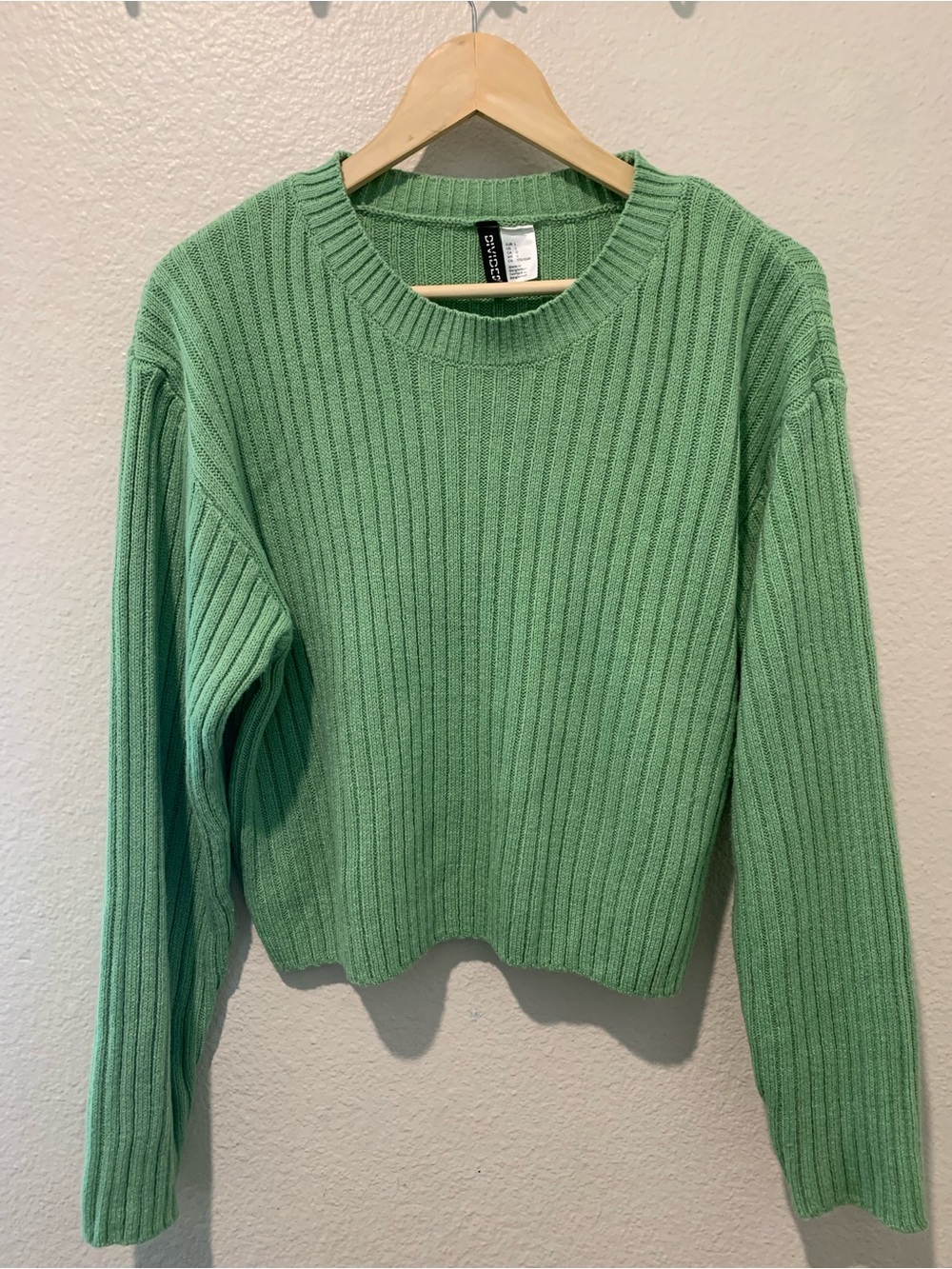 DIVIDED H&M Ribbed Crewneck Sweater - Green